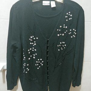 Black blouse with pearl flower design